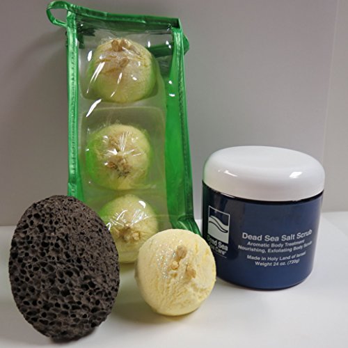 Bath Bomb Products - Bubble Bath Truffles: Coconut Lime 3 Pack Bath Truffles, 24 oz Cucumber/Melon Dry Salt Scrub, Pumice Stone by Dead Sea Spa Care, Bubble Bath, Bubble Truffles, Bath Truffles