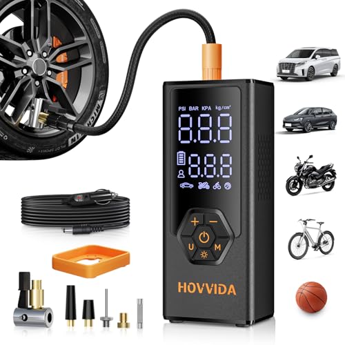 Image of Tire Inflator Portable Air Compressor, Air Pump for Car Tires, 7800 mAh Battery, 12V DC, 150 PSI, 40L /min Air Flow, Fast Inflation, Portable air pump for MPV, SUV, Car, Motorcycle, Bike, Ball