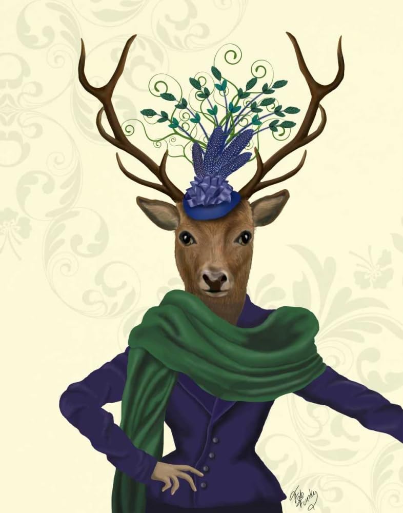 Deer and Fascinator Poster Print - Funky Fab (18 x 24)