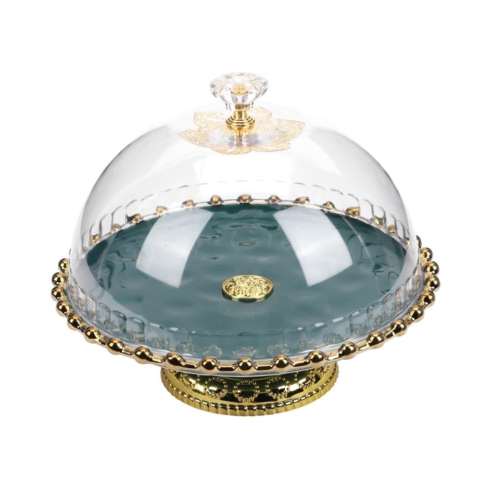 Bx9rE7tK3g Cake Stand Cake Display Stand Cupcake Serving Dessertceramic Plate Dome Tray Wedding Dessert Table 8Inch With Lid Cake Display Stand(Green)