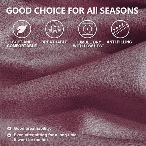 Image of ANARACHON Leather Look Recliner Chair Covers, 4 Pieces Recliner Covers Non Slip, Soft Cover for Reclining Chair, Washable Furniture Protector for Pets (1 Seater, 025 Red)