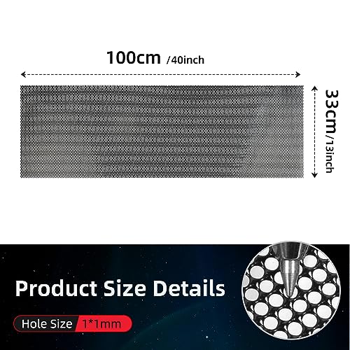 Image of AggAuto Universal 40 inchx13 inch Car Grill Mesh - 100x33cm PVC Coated Stainless Steel Automotive Grille Insert Screen Bumper Vent, One of the Most Multifunctional Shape Grids Black