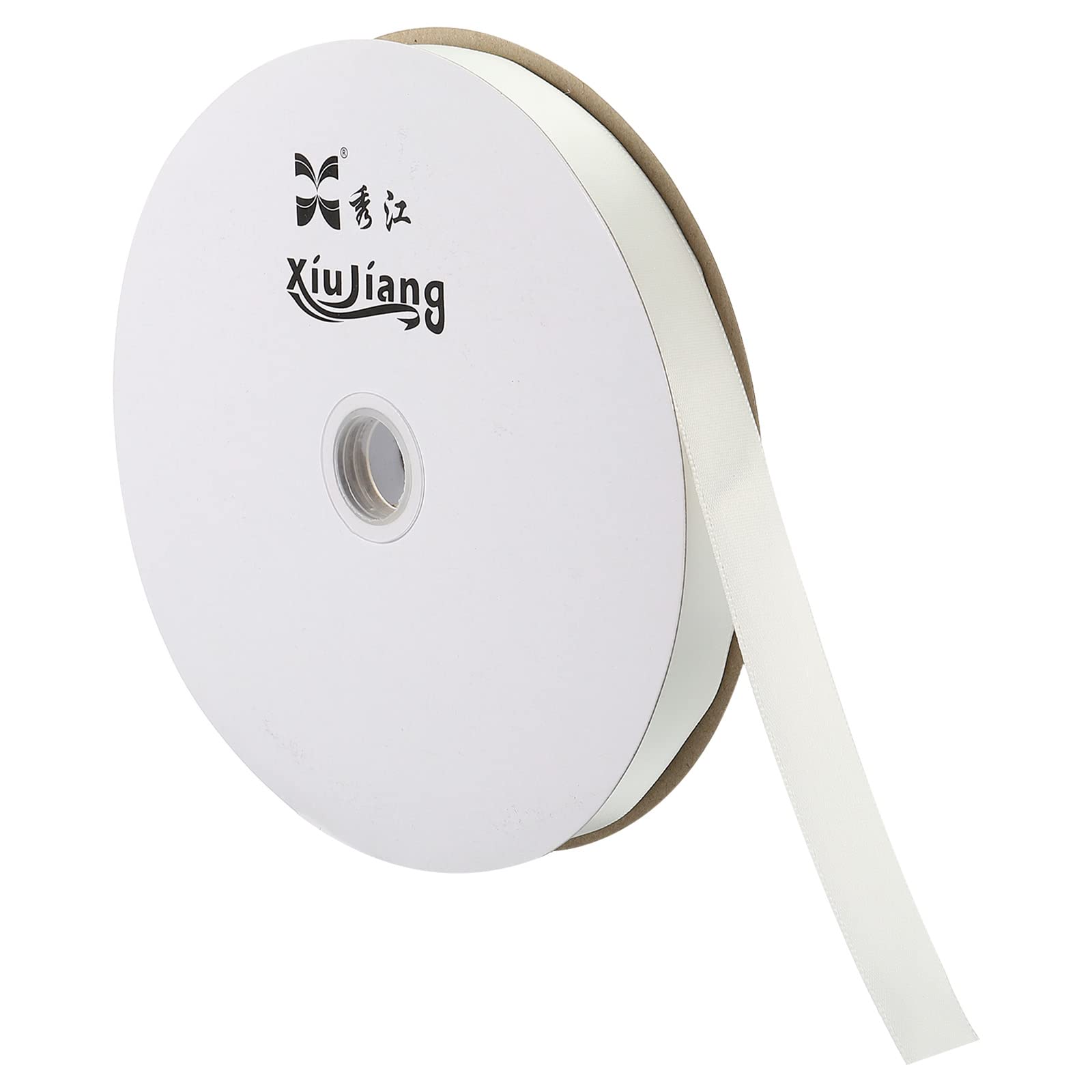 PATIKIL 0.79 Inch Wide 100 Yards Satin Ribbon, Solid Crafts Roll for Party Home DIY Wrapping Decoration Raw White — image 1