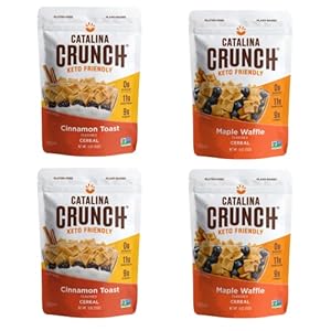 Catalina Crunch Keto Cereal Variety Pack Cinnamon Toast & Maple Waffle (2 Flavors), 4 bags, | Low Carb, Zero Sugar, Gluten & Grain Free, Fiber | Keto Snacks, Vegan Snacks, Protein Snacks | Breakfast Protein Cereal | Keto Friendly Foods
