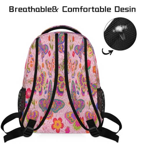Mochila escolar de mariposas para ordenador portátil de 15.6 pulgadas de estudiantes y adolescentes 4