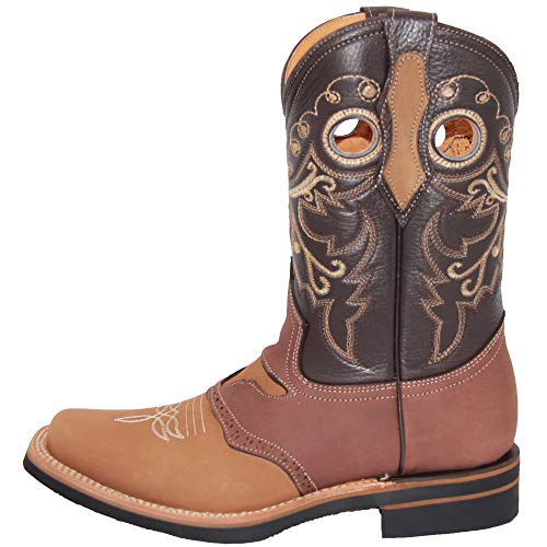 Men's Genuine Leather Western Boot Square Toe Rodeo Cowboy Boot4