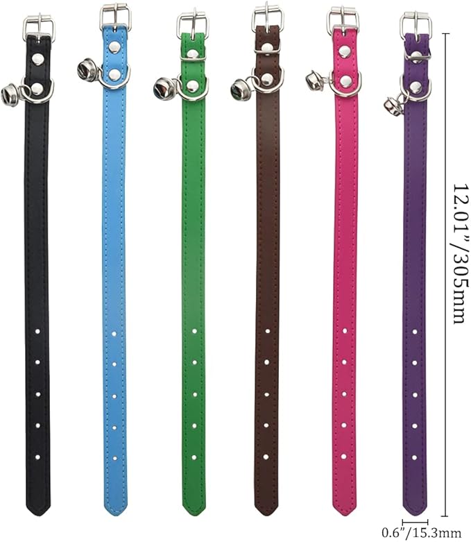 Collar de Cuero para Gato con Campana Ajustable 20-28 cm 6 Piezas miniatura 5
