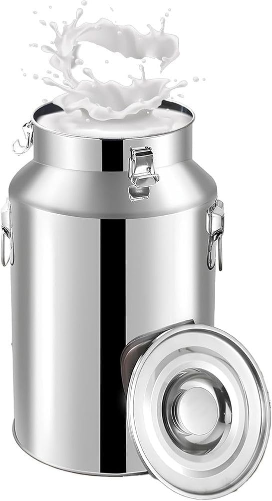 Heavy Duty 304 Stainless Steel Milk Transport Cans with Airtight Silicone Lid - Food-Grade Storage Buckets for Milk
