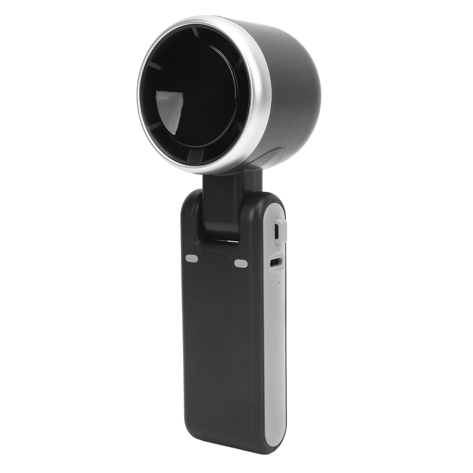 Ventilador turbocompresor de mano ajustable con acabado elegante en gris y cordón de transporte
