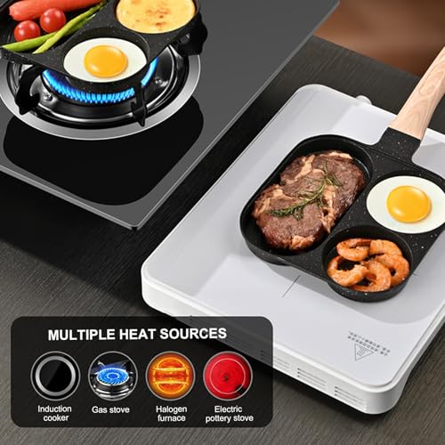 Poêle à frire à œufs 3 sections antiadhésive pour le petit déjeuner