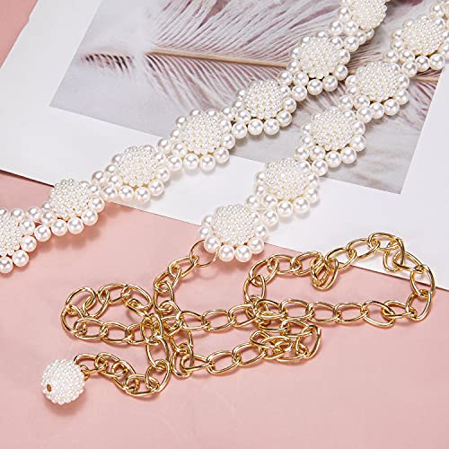 Barry.Wang Stripe Men Ties Set Pearl Belts Gift for Women Wedding Dress Crystal Rhinestone Off White Waist Chain3