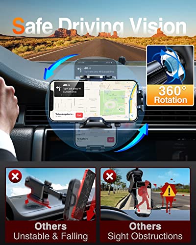 VANMASS Car Phone Holder Mount 2025 Upgraded [Patent Steel-Hook] Car Vent Phone Mount Clip Military-Grade Shockproof Cell Phone Car Mount Handsfree Truck Stand Vent Cradle for iPhone 16 Android,Blue - Thumbnail 3