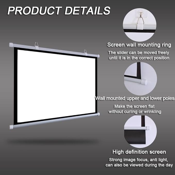 Pantalla manual para proyector 72 pulgadas 16:9 miniatura 6