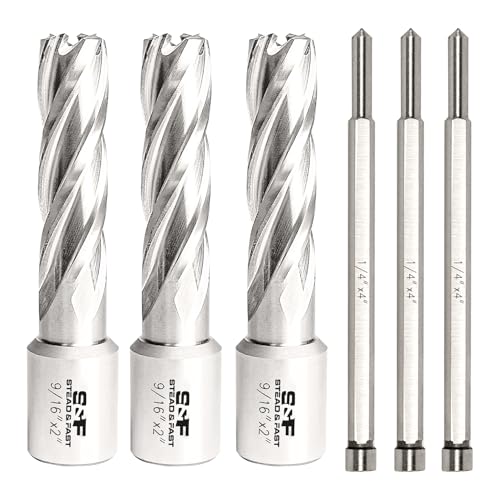 Image of S&F STEAD & FAST Annular Cutter Set, 9/16" Diameter x 2" Depth of Cut for Magnetic Drill Press, 2-pc + 1-pc