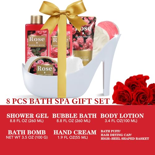 Romantic Rose Gifts for Women Spa Gift Basket, Bath Set with Bath Bombs & Body Lotion, Anniversary Valentine's Day Gifts for Her, Wife, Girlfriend - Image 3
