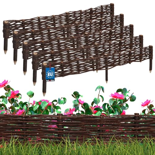KOTARBAU® 5er Set Beetbegrenzung aus Weide 100 x 10 cm Weidengeflecht Garten Beeteinfassung für Blumen und Gemüse Rasenkanten