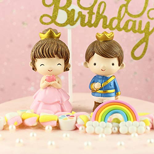 2 Pcs Prince Princess Doll Figures, Mini Prince Princess Figure Collection Playset Toys, Cupcake Topper, Cake Toppers, Cake Decoration, 3.15\" Tall