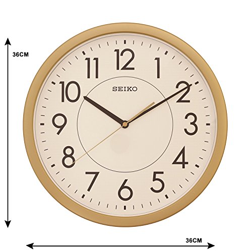 Image of SEIKO Elegant Round Analog Yellow Plastic Home Decor Wall Clock with Sweep Movement (Size: 36.1 x 3.9 x 36.1 CM | Weight: 990 gram | Color: Yellow)