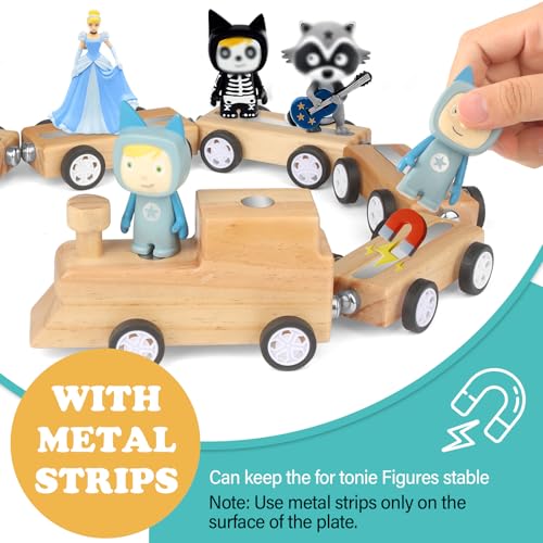 Image of Miniature Train for Tonies Stories Figures Organizer Storage Shelf, Wooden Magnetic Holder for Tonies Characters for Children, Display Collection 10~15 Characters, Funny Little Car