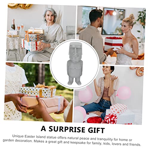 Yardwe 4Pcs Stone Statue Cars Ornament Car Decoration House Ornaments Easter Outdoor Statue Easter Island Head Statue Easter Island Figures Small Moai Adorn Moai Resin Desktop Ornament #TOP3