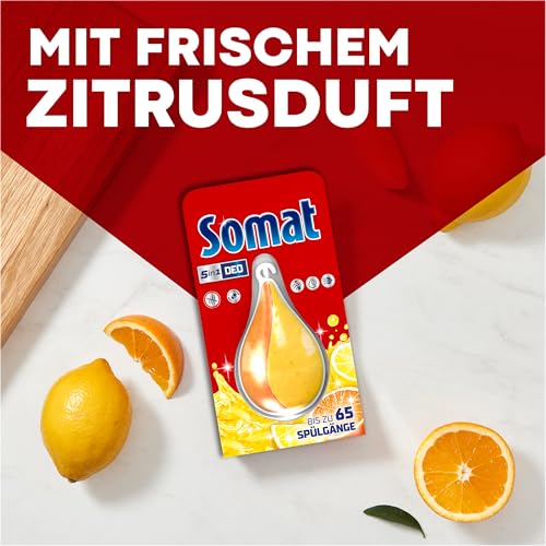 Somat 5in1 Geschirrspüler Deo Zitrone & Orange (bis zu 65 Spülgänge), Spülmaschinen Deo zur Geruchsneutralisierung für hygienische Frische und einen lebensmittelsicheren Geschirrspüler Duft 3