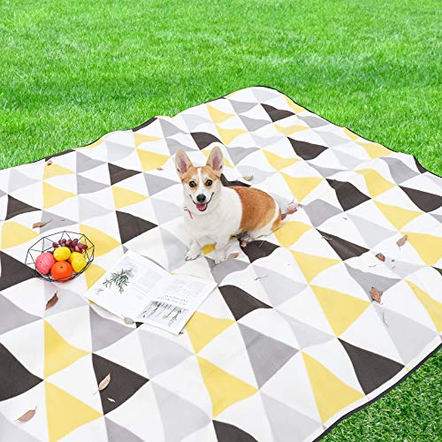 Yorbay Picknickdeken 200 x 200 cm XXL fleece waterdicht deken met draaggreep herbruikbaar (driehoek)