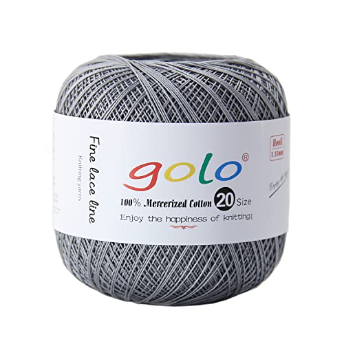 Image of golo Crochet Thread Size 20 Yarn for Hand Knitting Size 20 Silver Grey 517