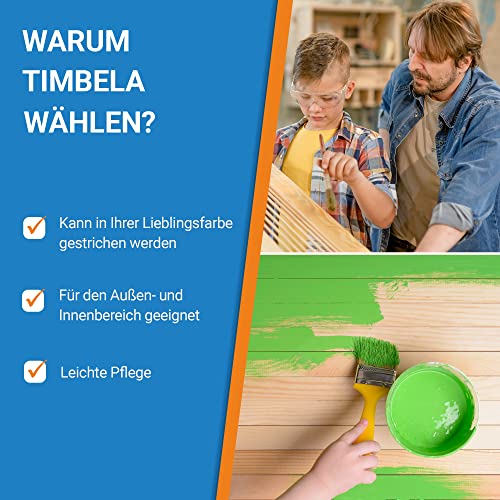 TIMBELA Holzkiste Mit Deckel - Holz Spielzeugkiste Mit Deckel - Aufbewahrungsbox Garten 80 x 50 x H47 cm – Spielzeug Truhe mit Deckel für Innen und Außen Verwendbar M034-1