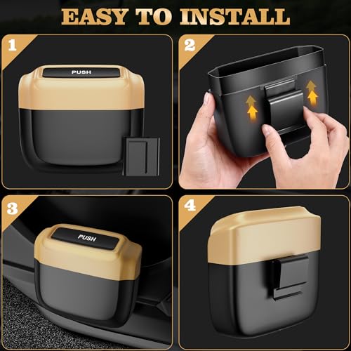 Image of 2 Packs Car Trash Can with Lid，Built-in Storage Garbage Bag，Leakproof Vehicle Trash，Car Accessories for Interior,Mini Garbage Bin for Automotive, Office, Kitchen,Bedroom，with 60pcs Trash Bags