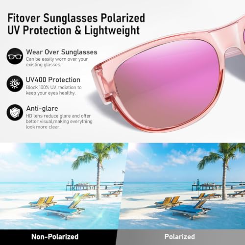 Image of HAOLOTA Sunglasses that Fit-Over Glasses Women Polarized, Trendy Cat Eye Sunglasses Wear Over Glasses, UV Protection