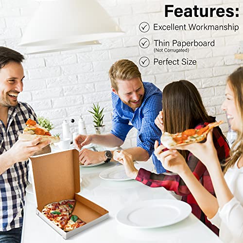 Mt Products 10" Length X 10" Width X 1.5" Depth Lock Corner Clay Coated Extra Thin White Pizza Box (20 Pieces) - Made In The Usa #TOP4