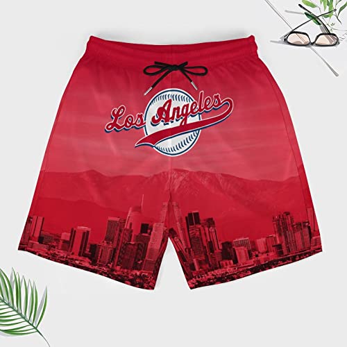 Los Angeles City Night View Men's Shorts Baseball Fans Gifts Quick Dry Swim Trunks Compression Liner Beach Shorts #TOP3