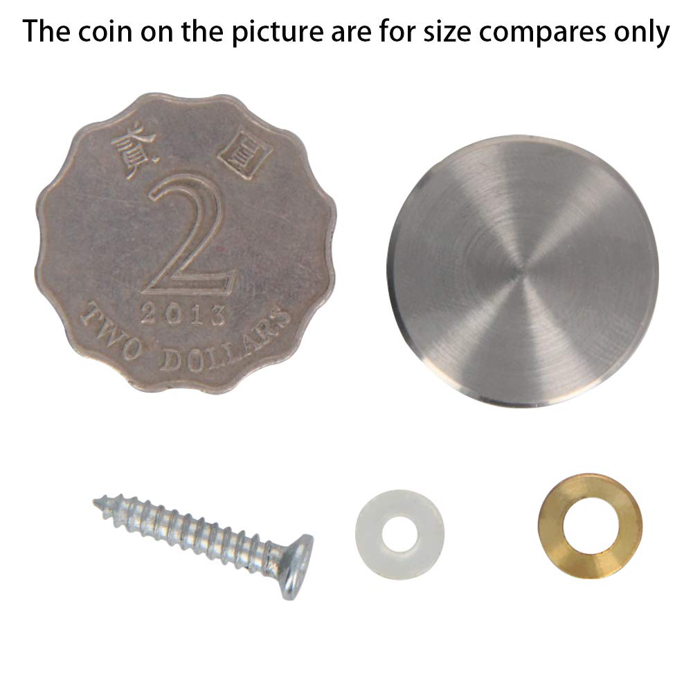 Mirror Screws, Nails, Decorative Caps, Cover 25mm Brushed Stainless Steel Billboard Advertising Glass Silver Tone 8PCS