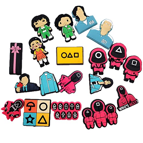 Crocc 19 PCS SquÃ¬d TV Game Croc Charms Pack Men Women Boys Girls Croc Charm PVC Clog Decors Pack for Shoe Bracelet Wristbands Sandals Slippers Shoe Charms Party Supplies