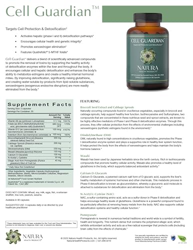 Image of Natura Health Products Cell Guardian Supplement - Targets Cell Protection & Detoxification - Featuring Broccoli Seed Extract, Cabbage Sprouts, Diindolylmethane (DIM), & Wasabi (90 Capsules)