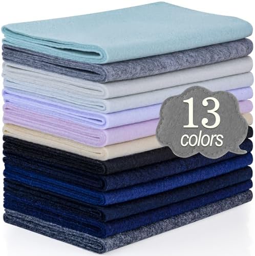 XSEINO 13 Rolls 8"x35" 1.4mm Thick Soft Felt Fabric Sheet 13 Assorted Black White Series Colors Felt Pack Pastel Felt Sheets for DIY Craft Sewing Squares Nonwoven Patchwork