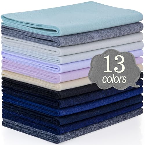 XSEINO 13 Rolls 8'x35' 1.4mm Thick Soft Felt Fabric Sheet 13 Assorted Black White Series Colors Felt Pack Pastel Felt Sheets for DIY Craft Sewing Squares Nonwoven Patchwork