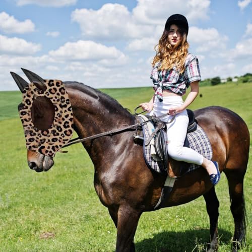 Fly Mask Horse, Breathable Horse Mask, Fly Mask Horse UV Protection, Mask with Ear Protection (L) - Image 3