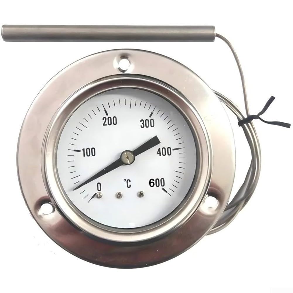 Termometro da forno in acciaio inox, con intervallo da 0 a 500 °C, impermeabile, grande quadrante trasparente, con sonda da 10 cm, per caldaie, tostapane, forni, griglie, stufe a legna (tipo