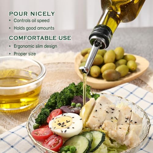 AOZITA 17oz Clear Glass Olive Oil Dispenser Bottle - 500ml Oil & Vinegar Cruet with Pourers and Funnel - Olive Oil Carafe Decanter for Kitchen — view 6