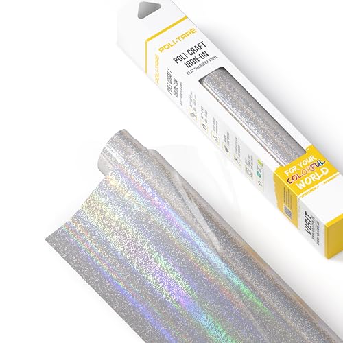 POLI-FLEX® STARFLEX Transferfolie für Textilien – Holographische Effektfolie zum Aufbügeln, Plotterfolie für DIY Shirts, Silber, 30,5 cm x 61 cm