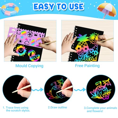 Image of ZMLM 24 Pack Rainbow Art Scratch Notebooks for Kids Birthday Party Favors