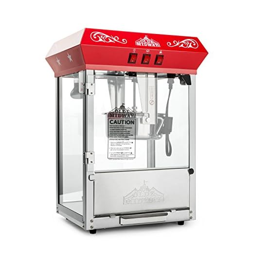 Olde Midway Bar Style Popcorn Machine Maker Popper with 10-Ounce Kettle - Red
