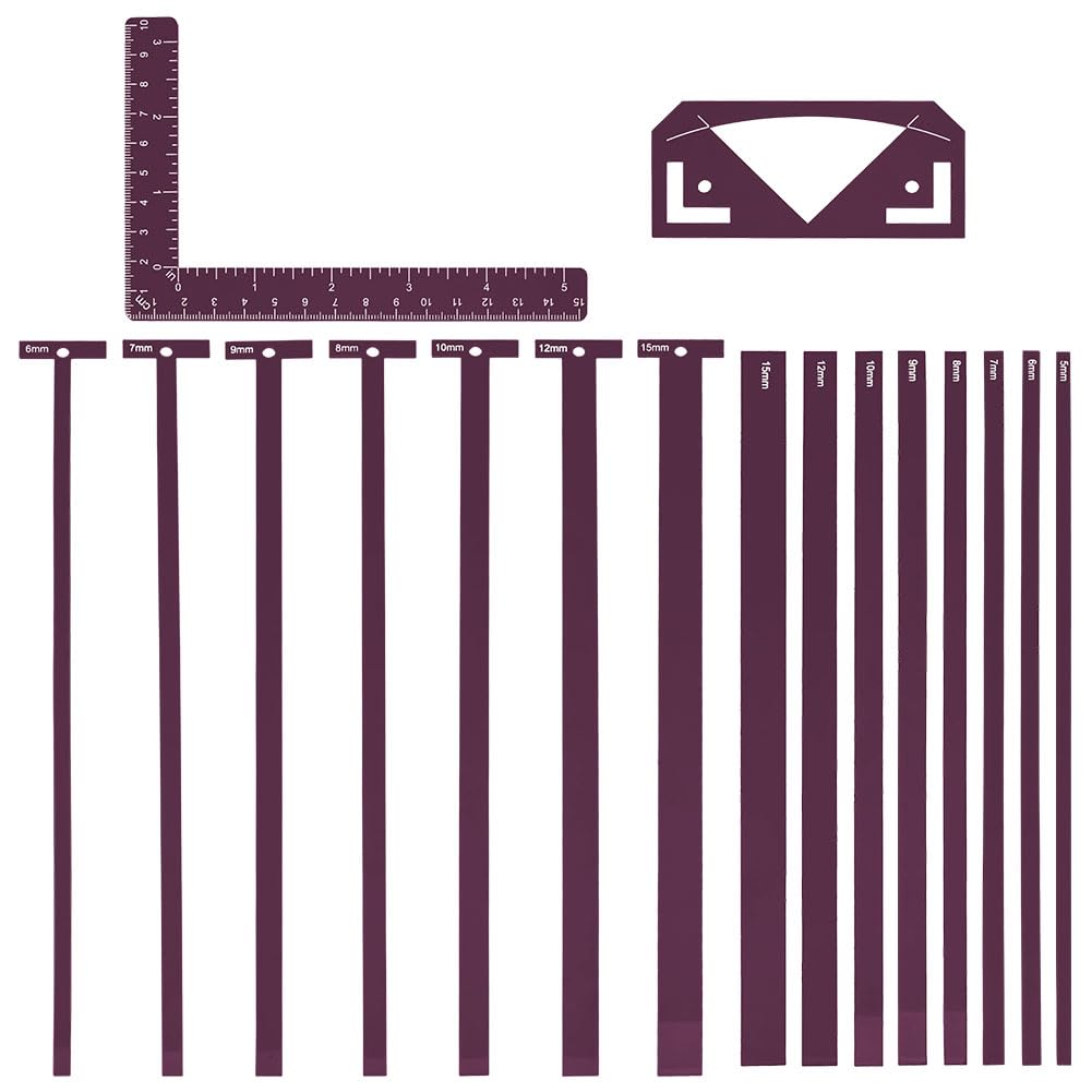 UNICRAFTALE 1 Set 17Pcs Flexible Acrylic Bookbinding Templates Purple Book Binding Package Bookbinding Easy Scrapbooking Tool T-Shaped Rulers for Scrapbooking Handmade Tools Supplies