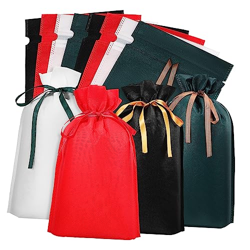 NULYLU 12pcs Drawstring Pouches for Storage Wrapping Bag Plain Bags Handles Non Woven Fabric Easy to Close Party Supplies