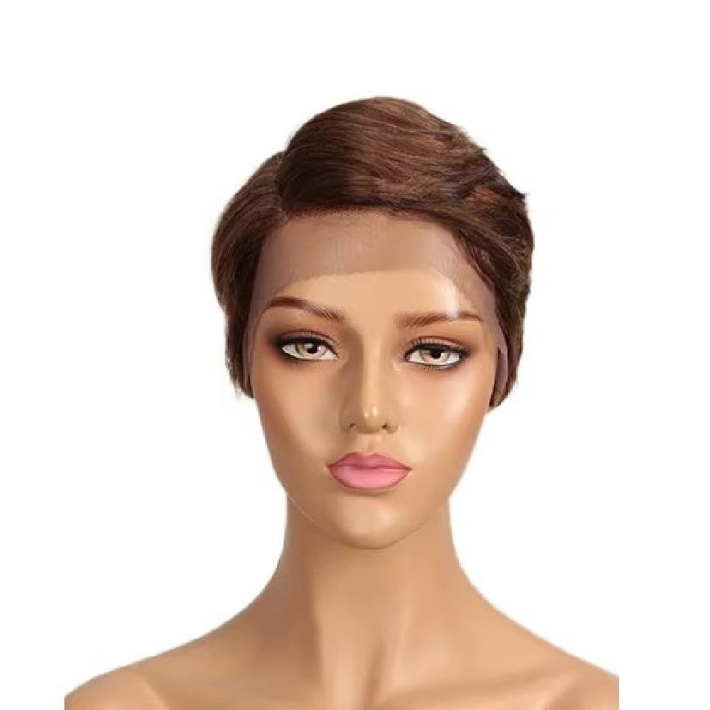 Accessori Parrucche Parrucche Per Capelli Umani Al 100% Anteriori In Pizzo Con Taglio Corto 13X6x1 C Parte Per Capelli Remy Brasiliani Senza Colla Per Donne(Brown)