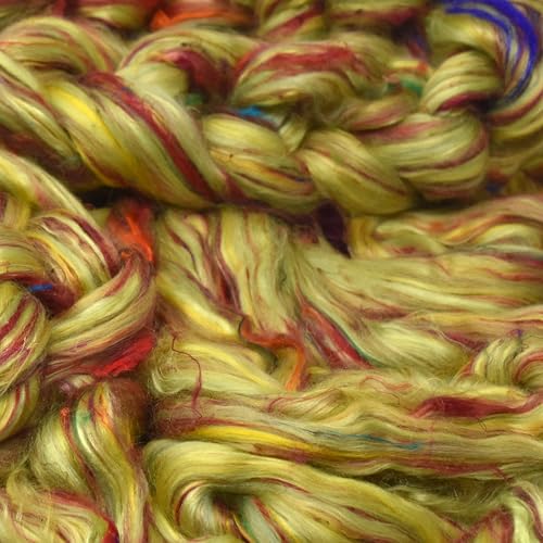 Image of Combed Top Roving. Limited Edition Fiber for Spinning, Needle Felting, Wet Felting, Weaving and Crafting. Fancy, Colorful, Exotic Designer Blend, Spring Flowers