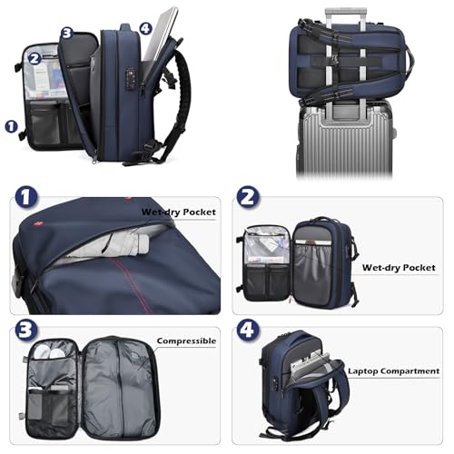 Somago Vacuumable Backpack Expandable Water-resistant Travel Bag with Air Pump TSA Lock Anti-thief Pocket3