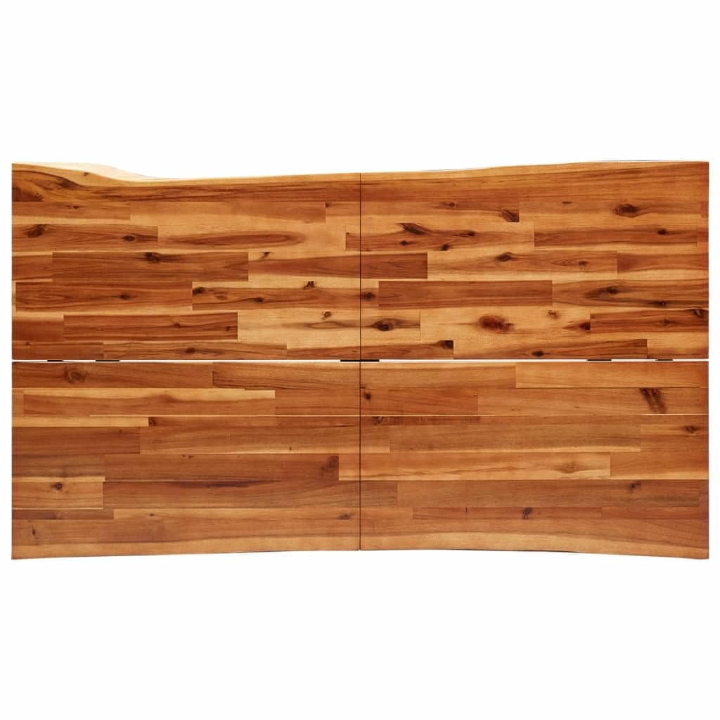 IKAYAA Mesa de Comedor Madera Maciza de Acacia 140 x 80 x 75 cm Mesa Industrial Mesa Salon Rustica Mesa Comedor Patas Metálicas/Hierro