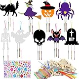 Halloween Basteln,Halloween basteln Windspiel,Aluminiumle Legierung Röhren Windspiele,Halloween Deko Outdoor,Halloween Kürbis Windspiel DIY Set DIY Windspiel Basteln Bastelset Holz Deko